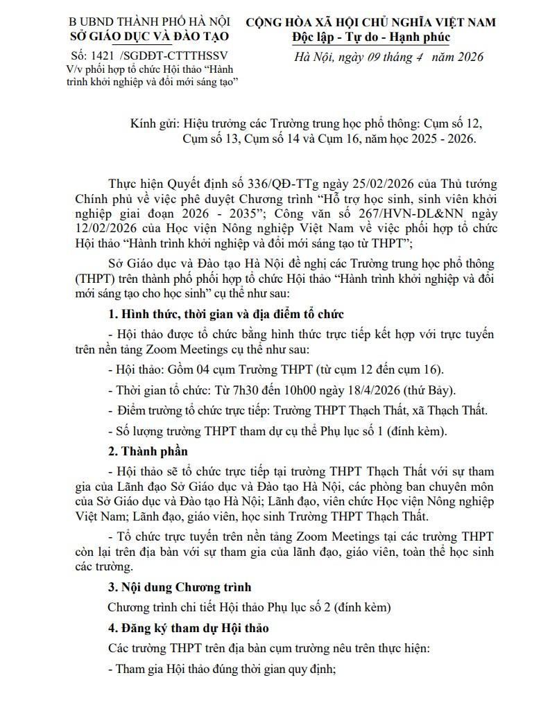 Hội thảo “Hành trình khởi nghiệp và đổi mới sáng tạo cho học sinh”